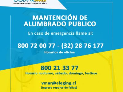 Teléfonos de emergencia mantención alumbrado público