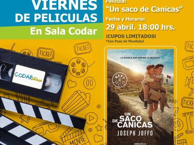 Viernes 29 de abril 18:00 hrs. Cine: “Un saco de Canicas”