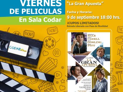 Cine 9 de septiembre “La Gran Apuesta” 18:00 hrs.
