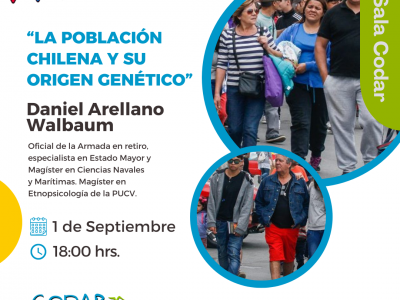 Conferencia: “La Población Chilena y su Origen Genético”. Viernes 1 de Septiembre, 18:00 hrs.