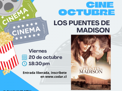 Cine: “Los Puentes de Madison” Viernes 20 de octubre, 18:30 hrs