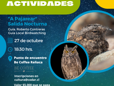 A Pajarear, Salida Nocturna. 27 de octubre