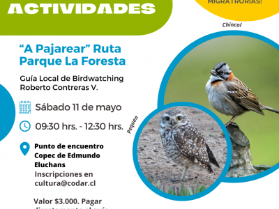 A Pajarear, ruta Parque La Foresta. 11 de mayo
